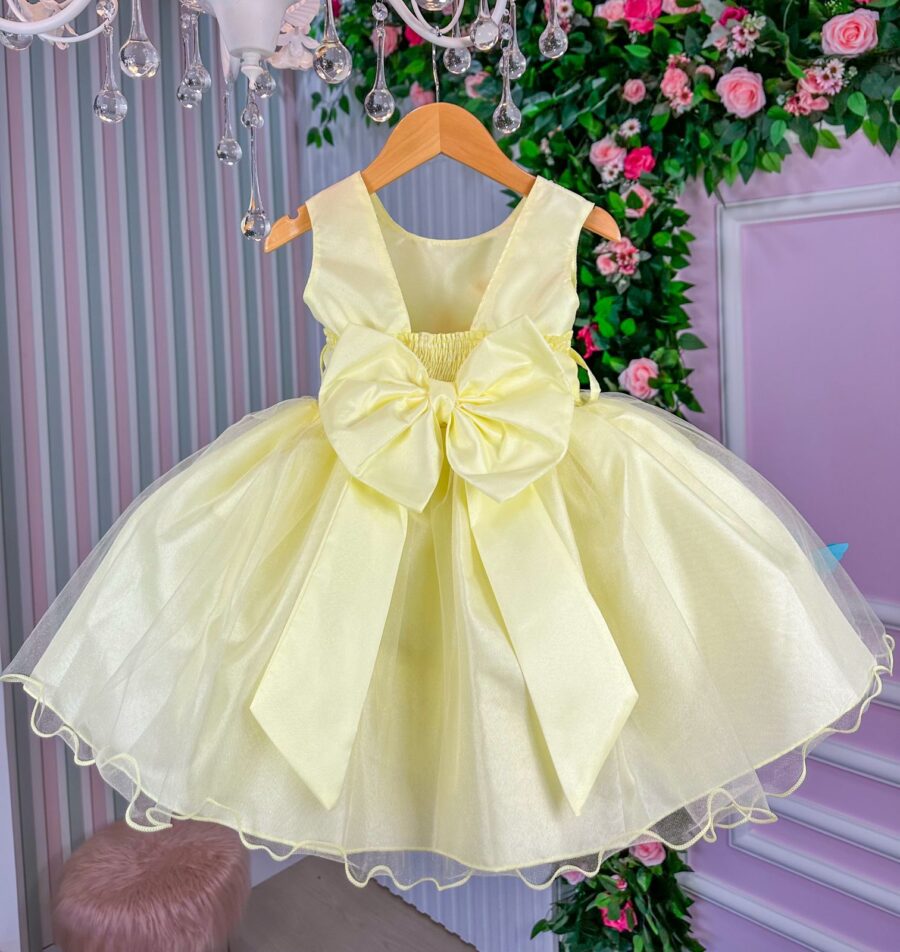 Vestido Infantil Anabel Princesa Belli Jardim Amarelo