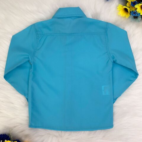 Camisa Social Infantil Azul Manga Longa Príncipes Canelada
