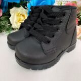 Coturno Infantil Masculino Preto em Courino com Cadarço