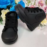 Coturno Infantil Masculino Preto em Courino com Cadarço
