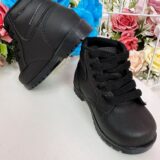 Coturno Infantil Masculino Preto em Courino com Cadarço