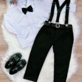 Conjunto Social Infantil Calça Suspensório Preto com Cinto