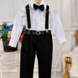 Conjunto Social Infantil Calça Suspensório Preto com Cinto