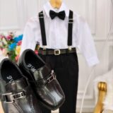 Conjunto Social Infantil Calça Suspensório Preto com Cinto