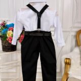 Conjunto Social Infantil Calça Suspensório Preto com Cinto