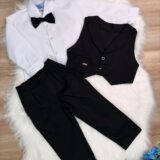 Conjunto Social Infantil Calça Camisa Colete e Gravata Preto