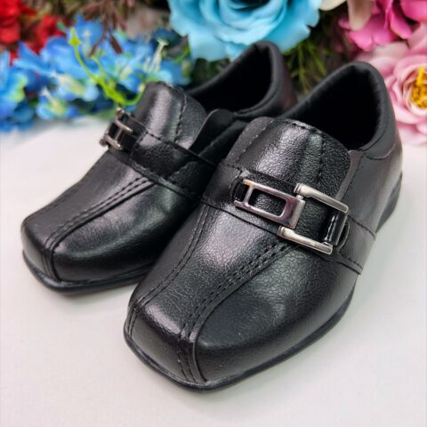 Sapato Social Infantil Menino Preto Fosco com Fivela