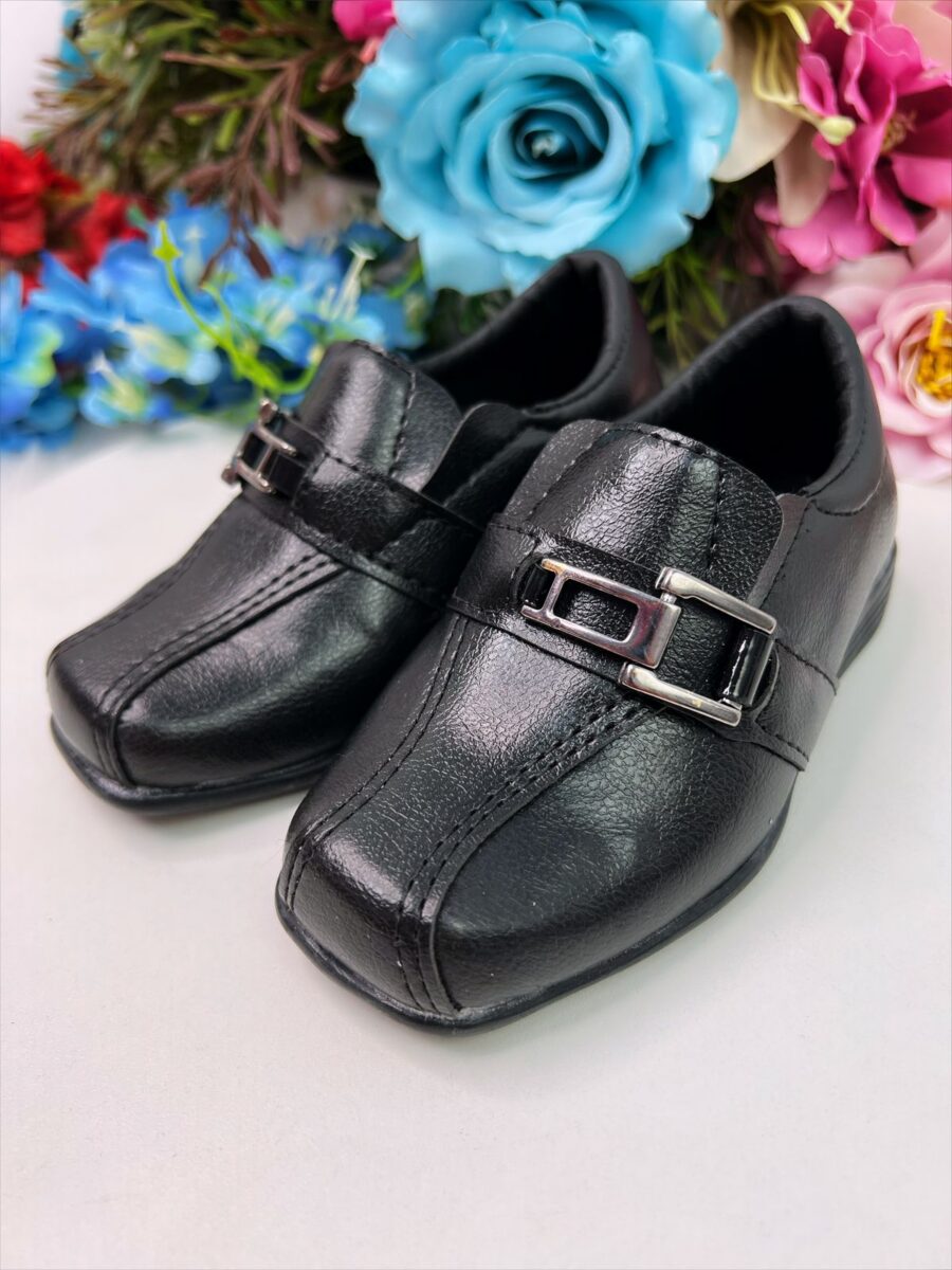 Sapato Social Infantil Menino Preto Fosco com Fivela