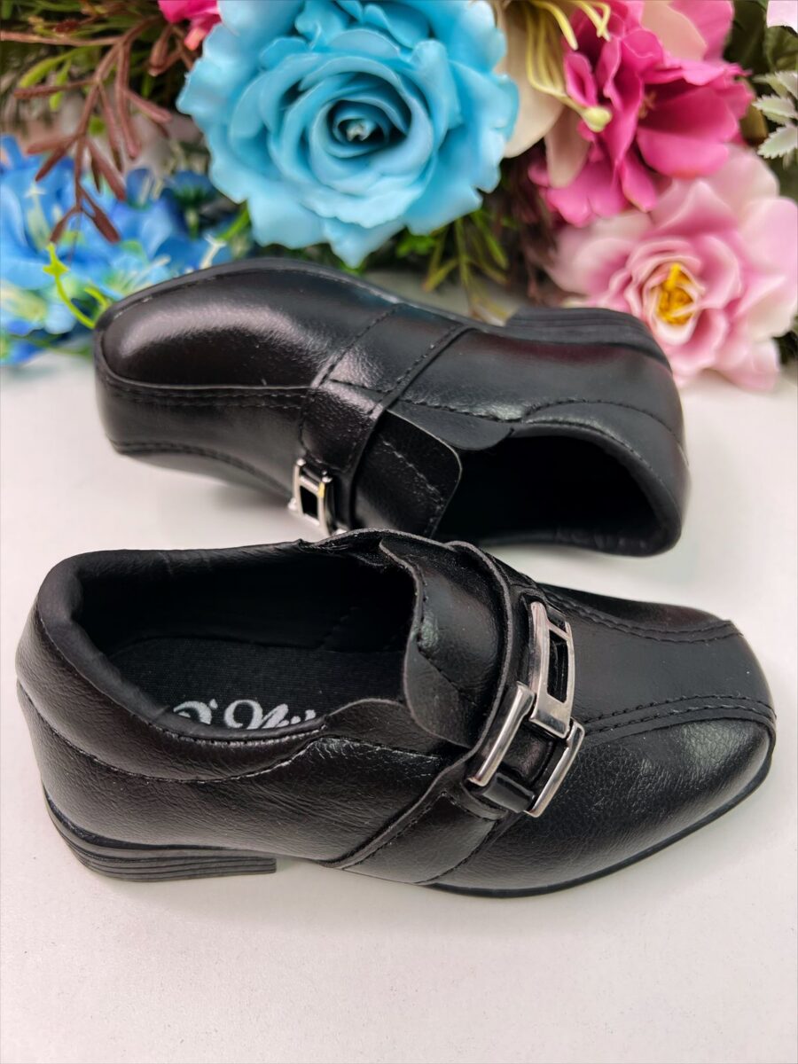 Sapato Social Infantil Menino Preto Fosco com Fivela