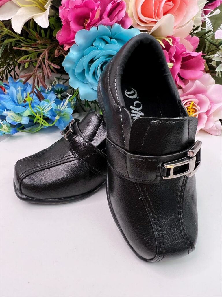 Sapato Social Infantil Menino Preto Fosco com Fivela