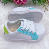 Tênis Infantil Menina Branco e Azul com Cadarço