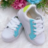 Tênis Infantil Menina Branco e Azul com Cadarço