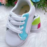 Tênis Infantil Menina Branco e Azul com Cadarço