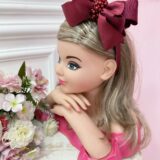 Tiara Infantil Maxi Nó Marsala com Pérolas