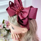 Tiara Infantil Maxi Nó Marsala com Pérolas