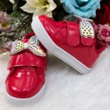 Tênis Infantil Menina Verniz Vermelho e Rosa Sereia Velcro