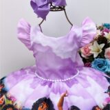 Vestido Infantil Encanto Lilás com Cinto de Pérolas