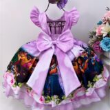 Vestido Infantil Encanto Lilás com Cinto de Pérolas