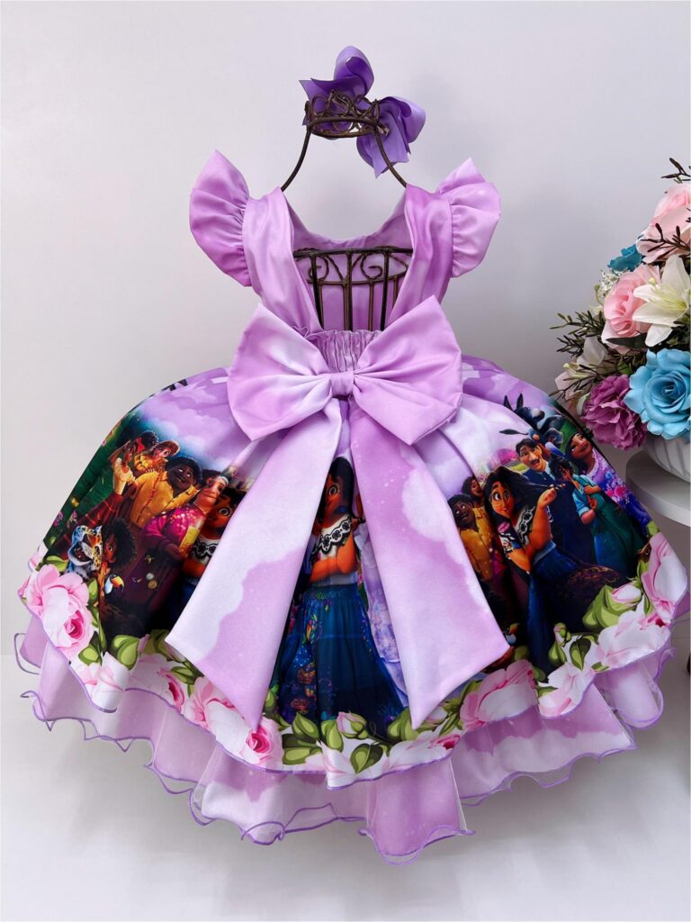 Vestido Infantil Encanto Lilás com Cinto de Pérolas