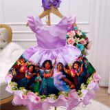 Vestido Infantil Encanto Lilás com Cinto de Pérolas