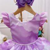Vestido Infantil Encanto Lilás com Cinto de Pérolas
