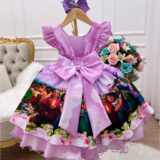 Vestido Infantil Encanto Lilás com Cinto de Pérolas