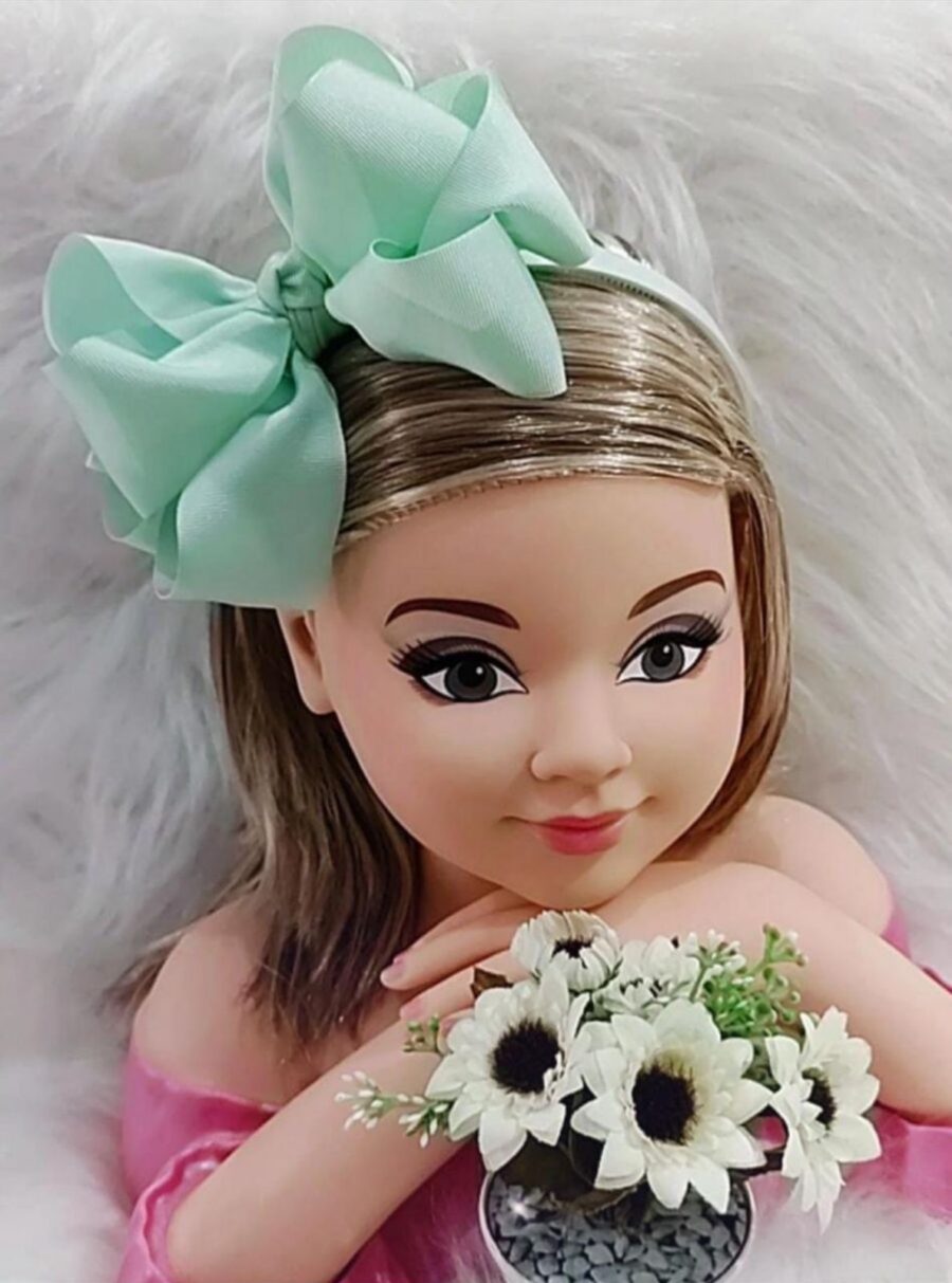 Tiara Infantil Maxi Nó Verde Claro Gorgurão