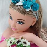 Faixinha de Cabelo Bebê em Strass com Flores de Cetim