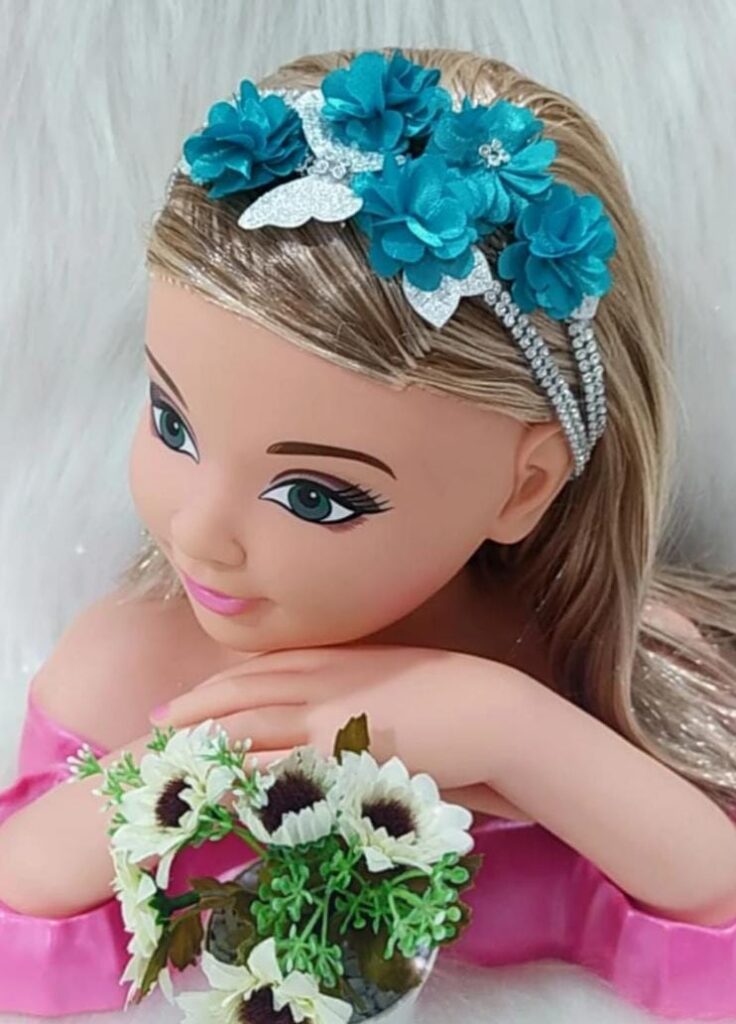 Faixinha de Cabelo Bebê em Strass com Flores de Cetim