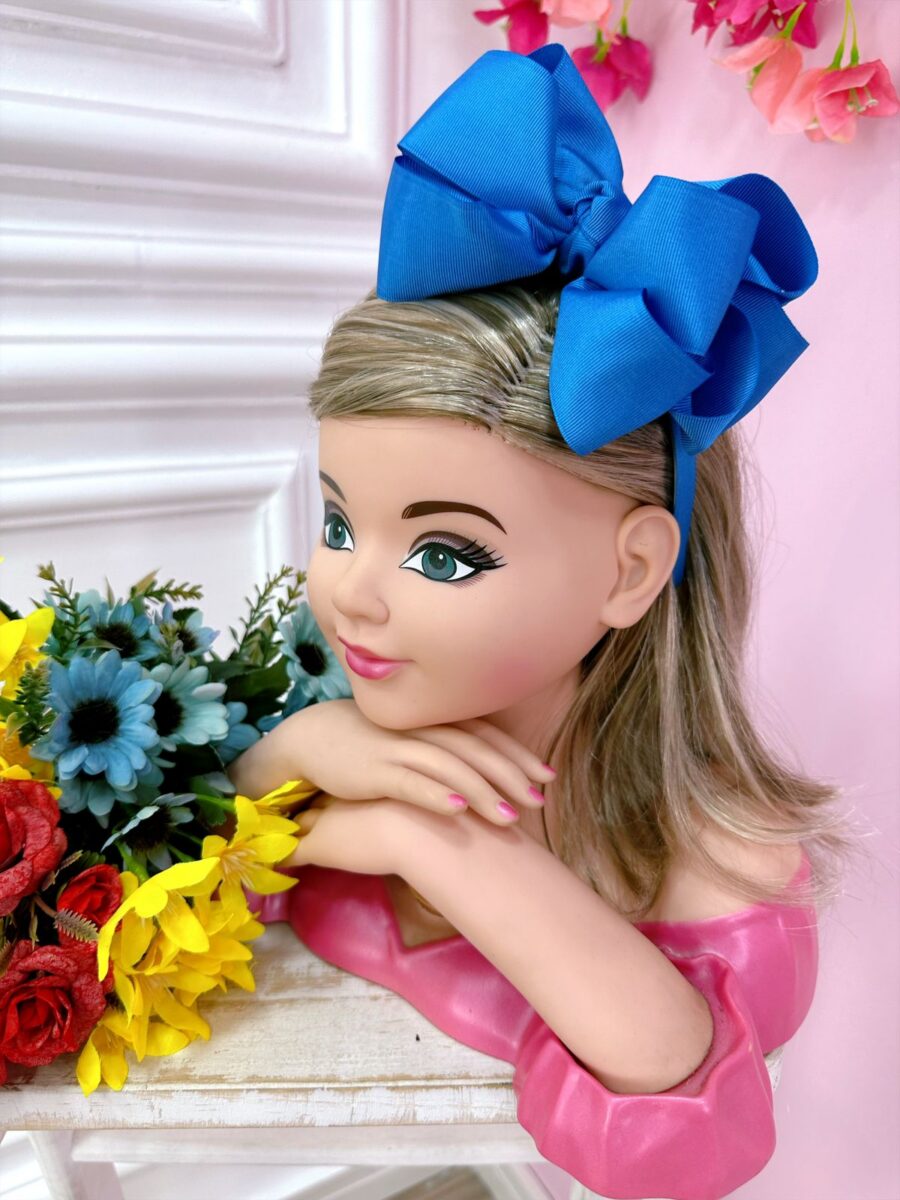 Tiara Infantil Maxi Nó Azul Royal Gorgurão