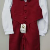Conjunto Social Infantil Camisa Colete Calça Gravata Marsala