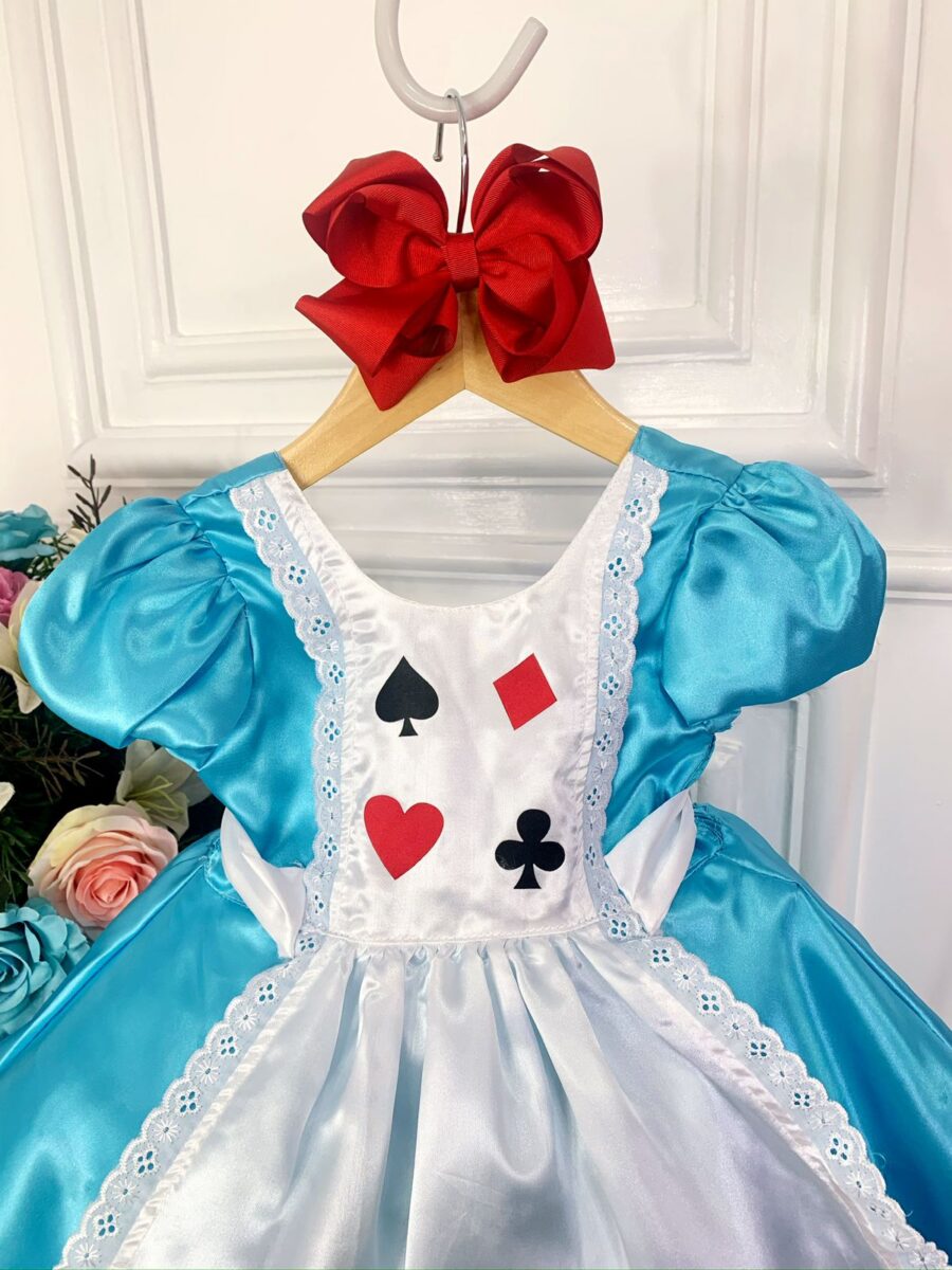 Vestido Infantil Alice no País das Maravilhas Festa