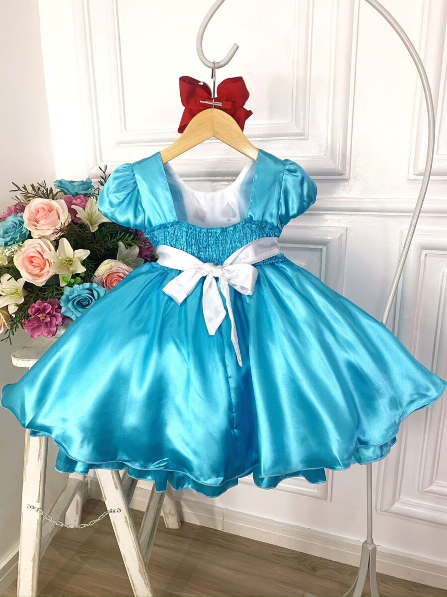 Vestido Infantil Alice no País das Maravilhas Festa