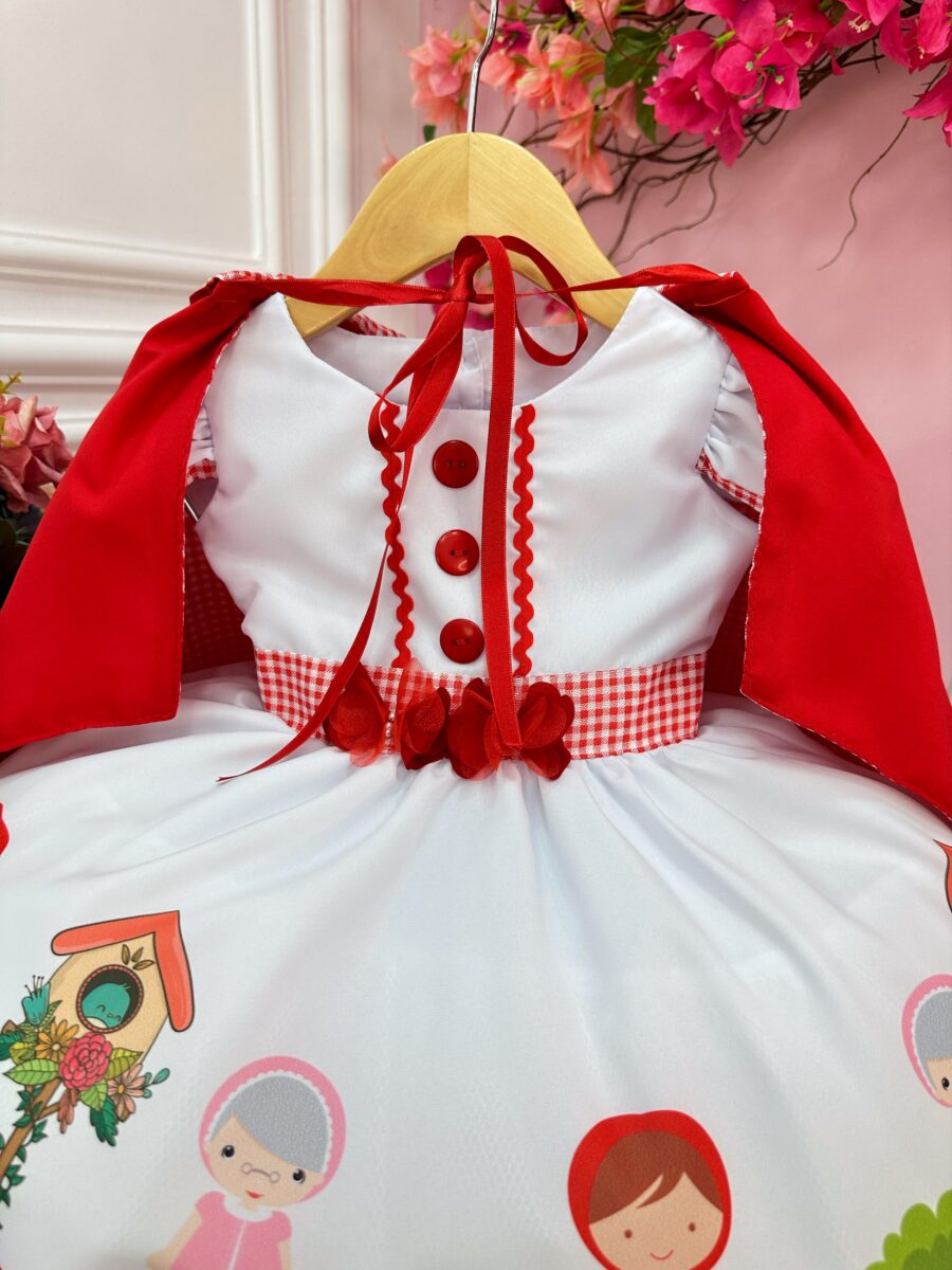 Fantasia Vestido Infantil Chapeuzinho Vermelho com Capuz