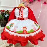 Fantasia Vestido Infantil Chapeuzinho Vermelho com Capuz