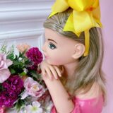 Tiara Infantil Maxi Laço Amarelo com Pérolas