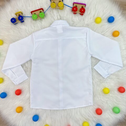 Camisa Social Infantil Branca Lisa Manga Longa Príncipes