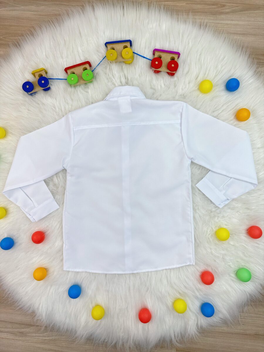 Camisa Social Infantil Branca Lisa Manga Longa Príncipes
