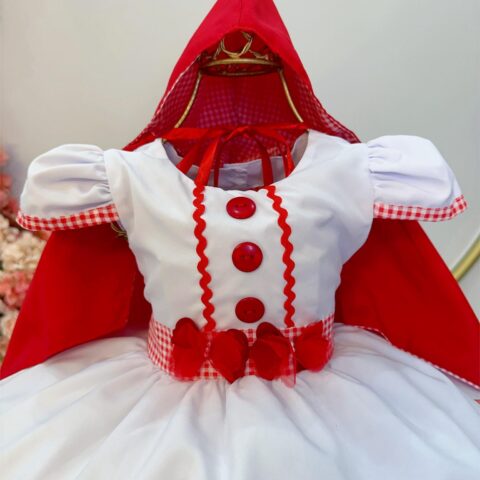 Fantasia Vestido Infantil Chapeuzinho Vermelho com Capuz