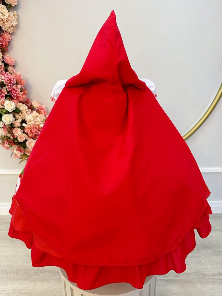 Fantasia Vestido Infantil Chapeuzinho Vermelho com Capuz