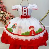 Fantasia Vestido Infantil Chapeuzinho Vermelho com Capuz