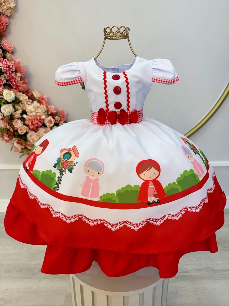 Fantasia Vestido Infantil Chapeuzinho Vermelho com Capuz