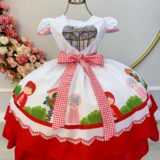 Fantasia Vestido Infantil Chapeuzinho Vermelho com Capuz