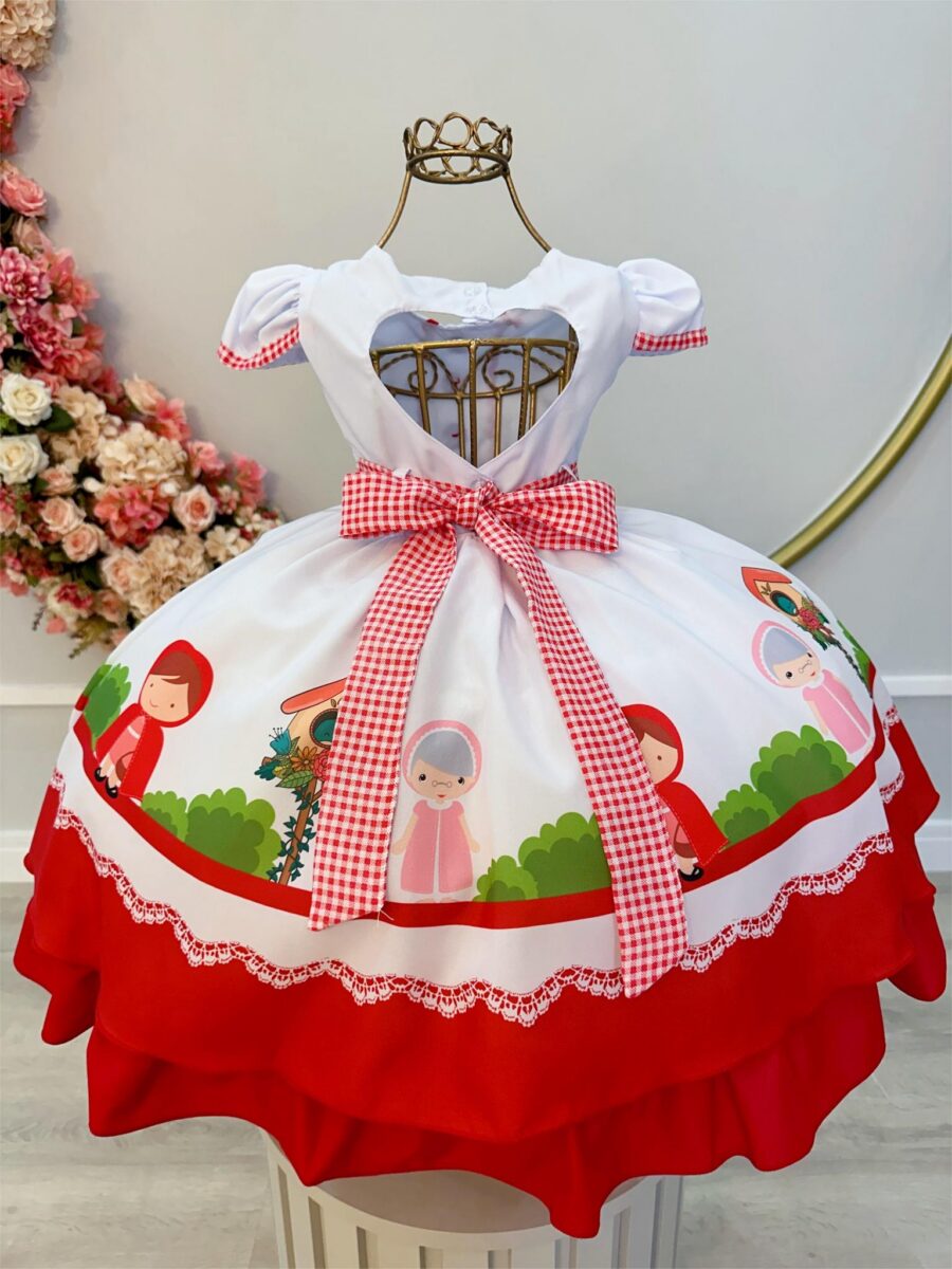 Fantasia Vestido Infantil Chapeuzinho Vermelho com Capuz