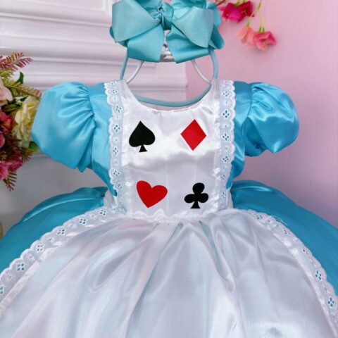Vestido Infantil Alice no País das Maravilhas Festa