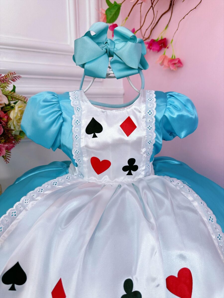 Vestido Infantil Alice no País das Maravilhas Festa