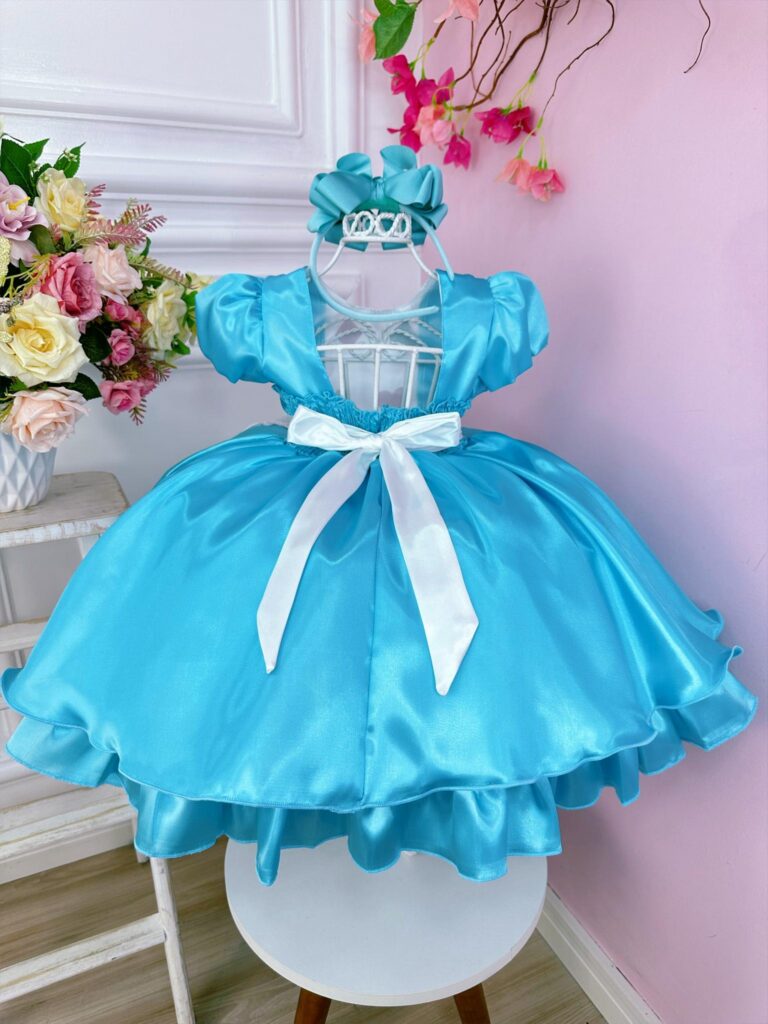 Vestido Infantil Alice no País das Maravilhas Festa