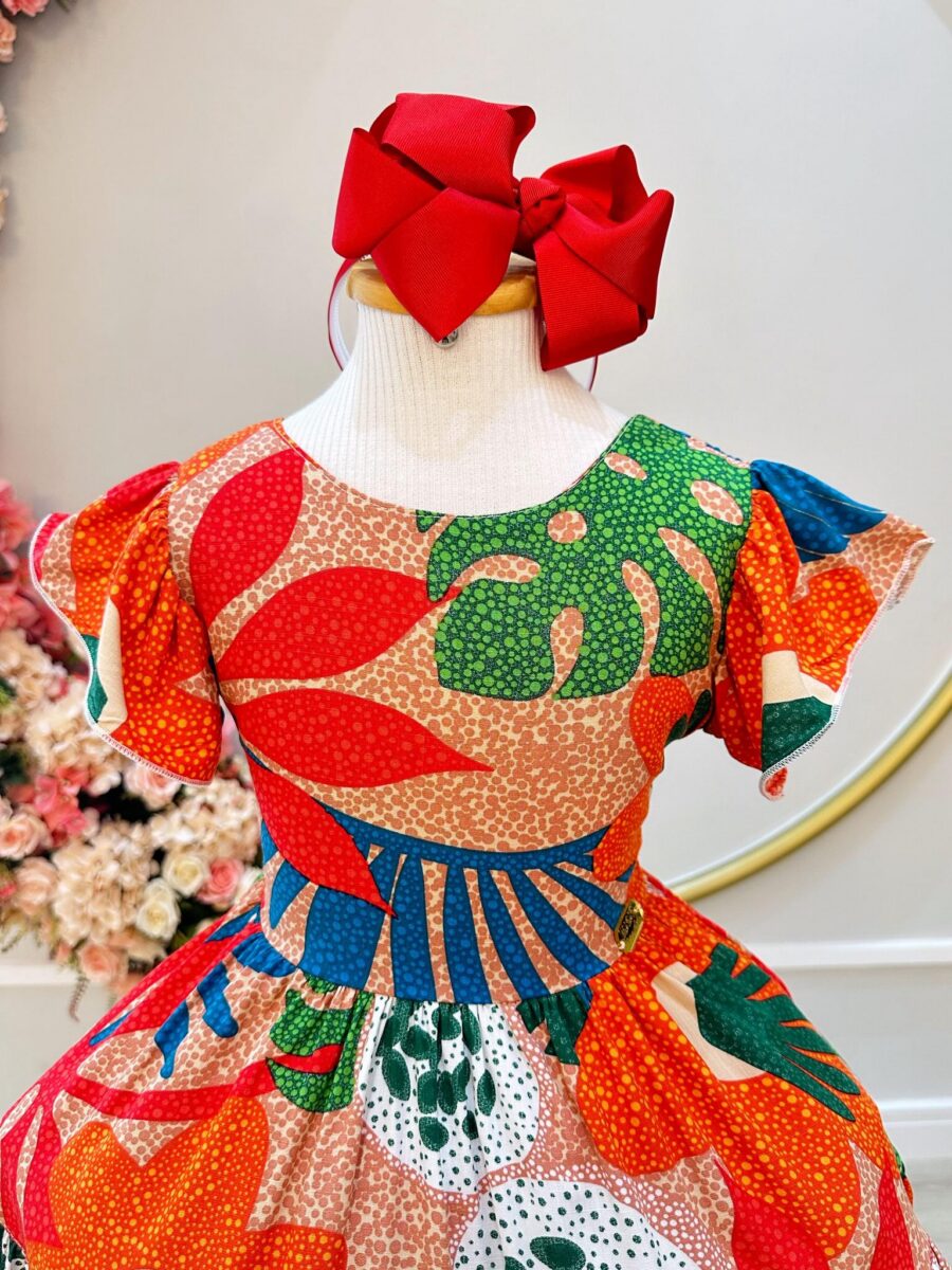 Vestido Infantil Florido Colorido Primavera Verão