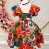 Vestido Infantil Florido Colorido Primavera Verão