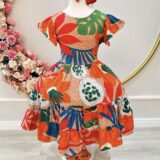 Vestido Infantil Florido Colorido Primavera Verão